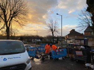 water mains chlorination - image of PTS working on pipework.