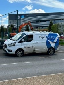 Pipe Testing Services on sight at Manchester City FC academy - for chlorination of water pipe. CCTV Surveys