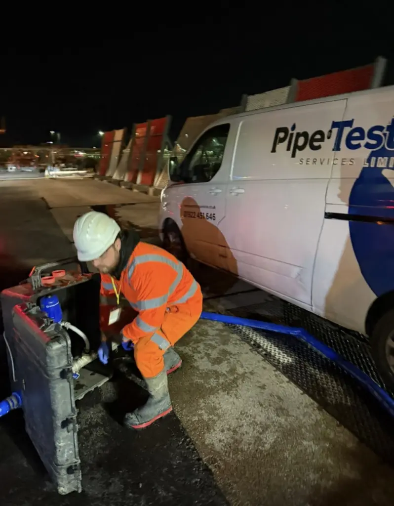 Airport Pipeline Services: Manchester Case Study - chlorination, pressure testing, water mains.