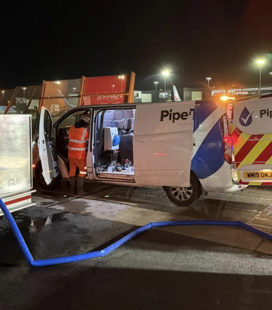 Airport Pipeline Services: Manchester Case Study - chlorination, pressure testing, water mains.