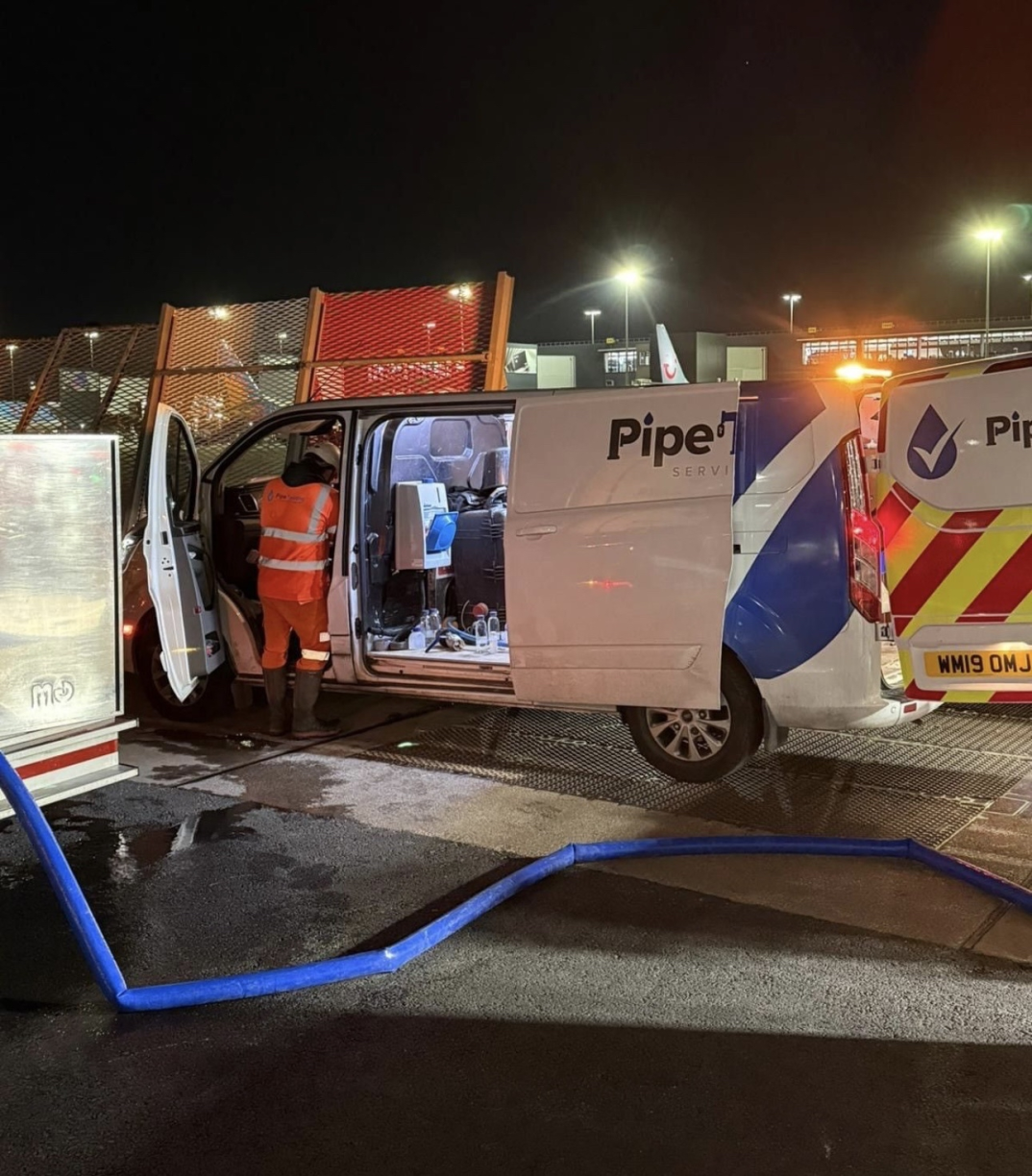 Airport Pipeline Services: Manchester Case Study - chlorination, pressure testing, water mains.